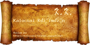 Kalocsai Kálmán névjegykártya