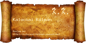 Kalocsai Kálmán névjegykártya